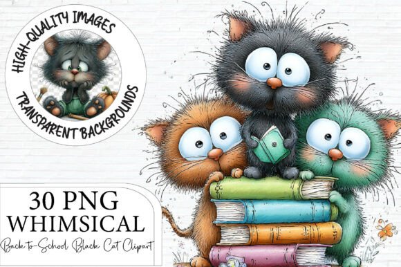 Download Back to School Black Cat Clipart - Back to school Collection