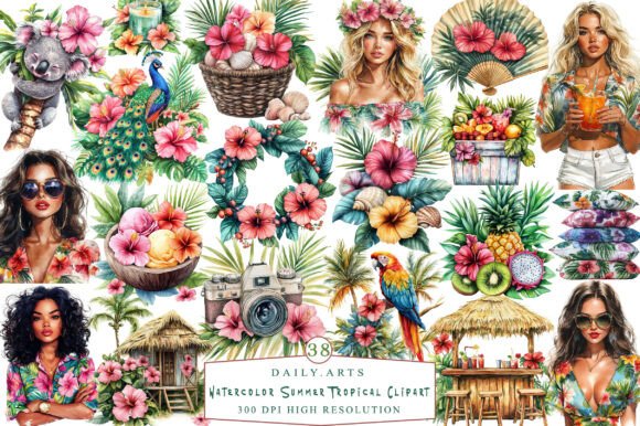 Download Watercolor Summer Tropical Clipart - Tropical clipart Collection