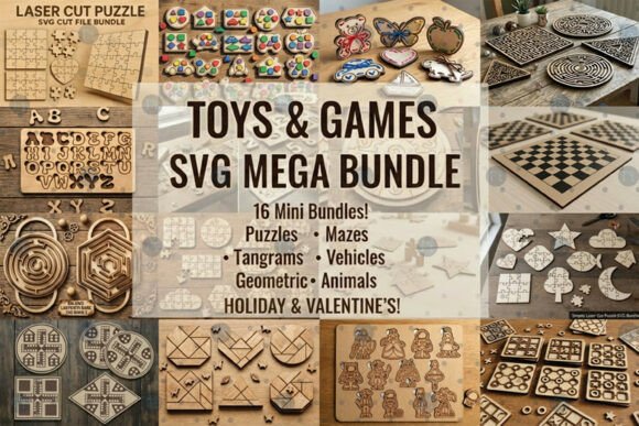 Download Toys &amp; Games Laser Cut SVG Mega Bundle - Games Collection