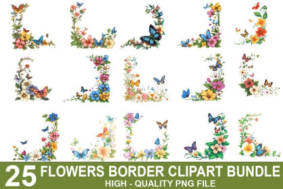 Download Spring Flower Border Clipart Bundle - Border clipart bundle Collection