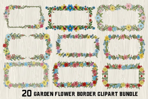Download 20 Garden Flower Border Clipart Bundle - Border clipart bundle Collection