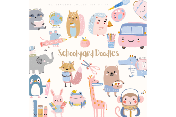 Download Back to School Kids Doodle Clipart Set - Back to school Collection