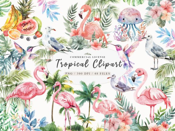 Download Tropical Clipart Watercolor, Cute Summer - Tropical clipart Collection